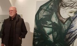 Peter Nowotny in der Ausstellung der Galerie Insinger Foto: Kelber